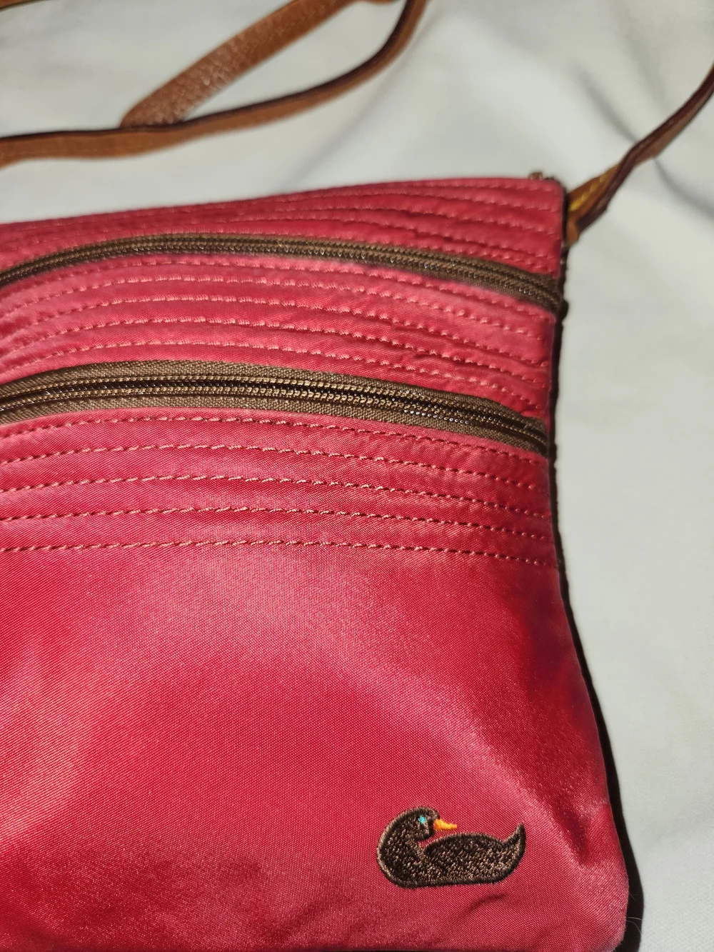 Dooney And Burke  Red Crossbody Bag with Dual Zip Pockets